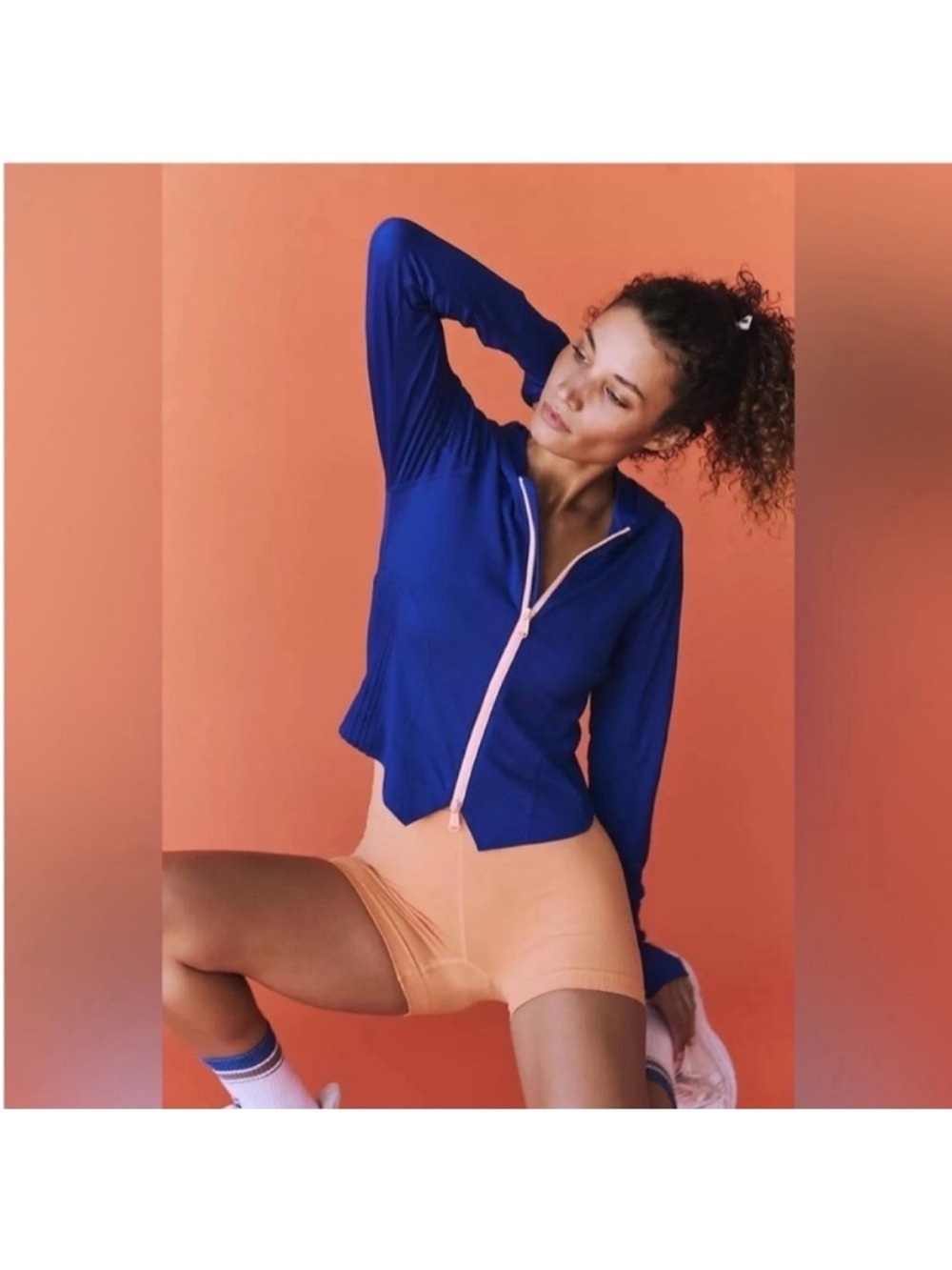 FP Movement by free people Playing For Keeps Layer blue orange zipper-M NWOT